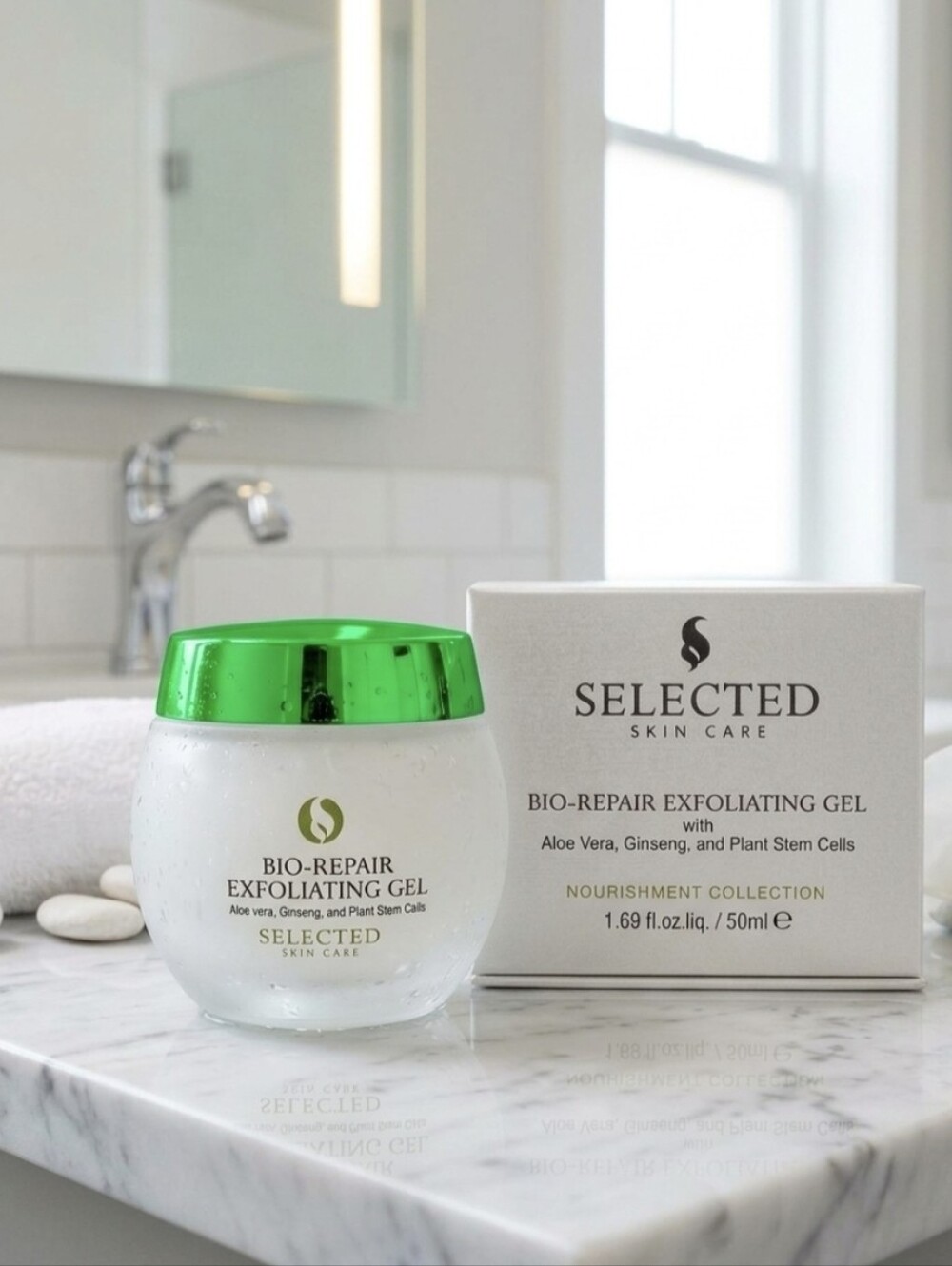 NIB Selected Skin Care Bio-Repair Exfoliating Gel 1.69oz / 50ml Luxury